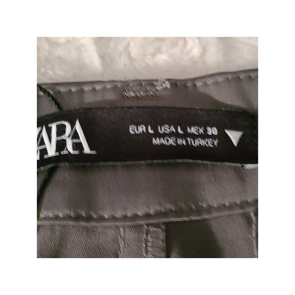 Zara Satin Cargo Pants Womens Size Large Gray Wide Leg New - Picture 13 of 16